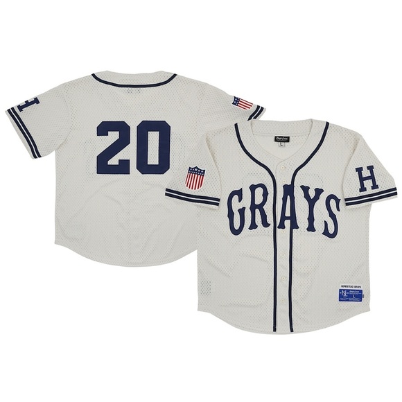 #20 Homestead Grays Mesh Button Down Jersey - Picture 10 of 12